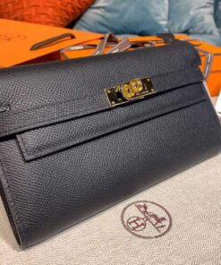Alternative view of Hermes Kelly Wallet To Go Woc Black With Gold Toned Hardware Bag For Women 8.2in/21cm