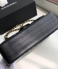 Chanel Chevron Classic Flap Medium Crossbody Bag 10in/ 25.5cm Black Gold Toned Hardware For Women - Image 4