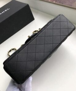 Chanel Classic Double Flap Bag Medium Crossbody 10in/ 25.5cm Black Gold Hardware For Women A01112 - Image 4