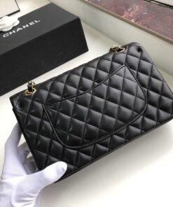 Chanel Classic Double Flap Bag Medium Crossbody 10in/ 25.5cm Black Gold Hardware For Women A01112 - Image 5