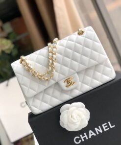 Alternative view of Chanel Classic Double Flap Bag Medium Crossbody 10in/ 25.5cm White Gold Hardware For Women A01112