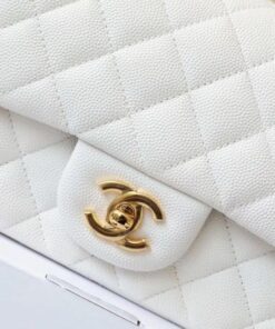 Chanel Classic Flap Bag Mini Crossbody 6.6in/ 17cm White Gold Hardware For Women - Image 6