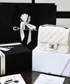 Alternative view of Chanel Classic Flap Bag Mini Crossbody 6.6in/ 17cm White Silver Hardware For Women