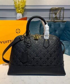 Louis Vuitton Neo Alma Top Handle Bag 12.5in/ 32cm Monogram Empreinte Black Canvas Gold Hardware M44832 - Image 5