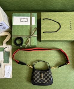 Gucci Jackie 1961 Mini Shoulder Bag Black And Ivory GG Denim Jacquard For Women 7.5in/19cm GG 685127 UN3AG 1294 - Image 11