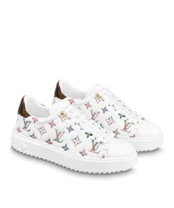 Louis Vuitton Time Out Sneaker Colorful Monogram White for Women 1AAOSH