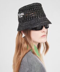 Alternative view of Prada Woven Fabric Bucket Hat Black For Women 1HC137_2A2T_F0002