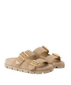 Prada Suede Strap Slides Beige For Women 1XX692_054_F0379_F_020