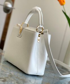 Louis Vuitton Capucines BB Top Handle Bag 10.6in/ 27cm White Gold Hardware For Women - Image 7