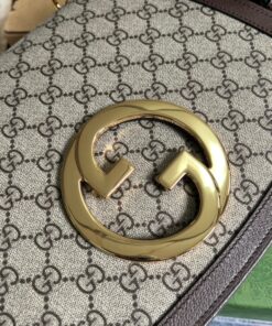 Gucci Blondie Medium Shoulder Bag 11.4in/ 29cm Beige/ Ebony GG Supreme Canvas Gold Hardware For Women 699210 96IWG 8745 - Image 10