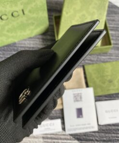 Alternative view of Gucci GG Marmont Card Case Black with Silver Hardware 4.5in/11cm GG 428737 0YK0N 1000