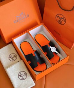 Hermes Izmir Sandals Black/ Orange For Men