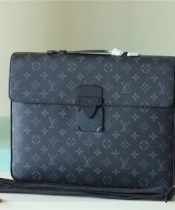 Louis Vuitton S-Lock Briefcase Monogram Eclipse Black For Men, Shoulder and Crossbody Bags 14.6in/37cm