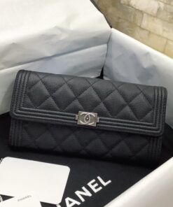 Alternative view of Chanel CO-CO Long Flap Wallet in Black with Silver Hardware for Women, 19.5cm/7.7in