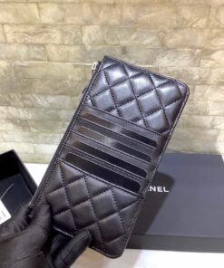 Alternative view of Chanel CO-CO Mini Pouch Wallet in Black for Women, 19cm/7.5in, with Silver Hardware