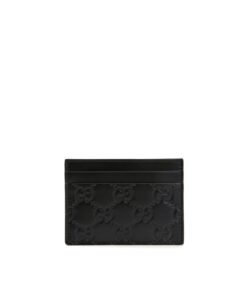Gucci Signature Card Case GG Embossed in Black For Men 4in/10cm GG 233166 CWC10 1000