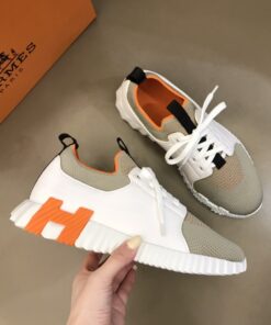 Hermes Depart Sneakers White/ Light Grey For Men - Image 4