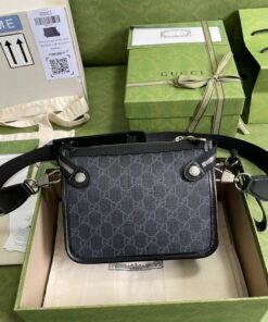 Gucci Messenger Bag With Interlocking G Black Supreme Canvas For Men 8in/21cm 674164 92THN 1000 - Image 7
