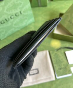 Gucci Signature Card Case Black Metal Hardware For Men 4in/10cm GG ‎473927 CWC1N 1000 - Image 8
