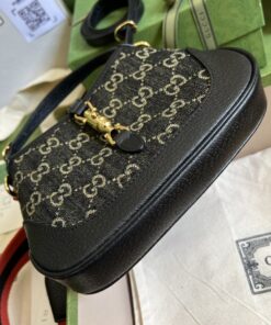 Gucci Jackie 1961 Mini Shoulder Bag Black And Ivory GG Denim Jacquard For Women 7.5in/19cm GG 685127 UN3AG 1294 - Image 3