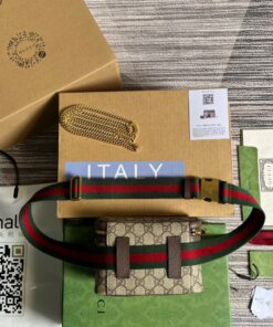 Gucci Ophidia Belt Bag With Web Beige/Ebony Soft GG Supreme Canvas 7.1in/18cm GG 699765 96IWG 8745 - Image 4