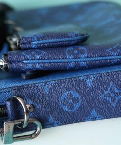 Louis Vuitton Trio Messenger Monogram Canvas And Taiga Cobalt Blue For Men, Men’s Bags, Shoulder And Crossbody Bags 9.8in/ 25cm LV M30848 - Image 15