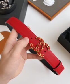 Chanel CC Chain Buckle Belt Red For Women - Image 8