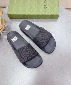 Gucci Quilted GG Rubber Slide Black For Men 601041 JD600 1000 - Image 7