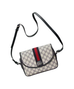 Gucci Ophidia GG Small Shoulder Bag Dark Blue/Beige For Women 9.1in/23cm - Image 3