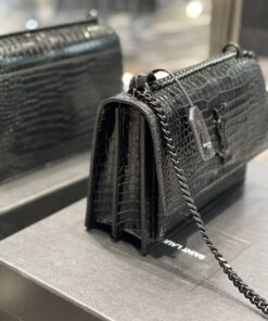 Saint Laurent Sunset Medium Chain Bag Black For Women 8.6in/22cm YSL 442906DND0U1000 - Image 3