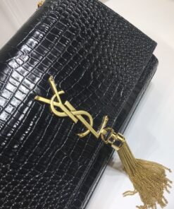 Saint Laurent Kate Medium Chain Bag With Tassel In Embossed Crocodile Black For Women 9.4in/24cm YSL 354119DND0J1000 - Image 6