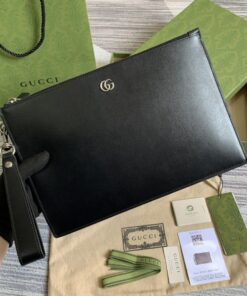 Gucci Marmont Pouch in Black with Gold Toned Hardware For Men, Men’s Pouch 12in/30.5cm GG 475317 DJ20T 1000