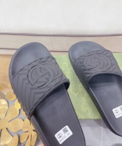 Gucci Quilted GG Rubber Slide Black For Men 601041 JD600 1000 - Image 9