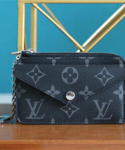 Louis Vuitton Card Holder Recto Verso Monogram Eclipse For Women, Women’s Wallets 5.1in/13cm LV