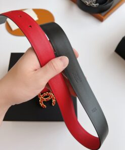 Chanel CC Chain Buckle Belt Red For Women - Image 6