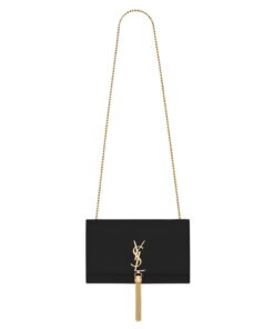 Saint Laurent Kate Medium Chain Bag With Tassel In Grain De Poudre Black For Women 9.4in/24cm YSL 354119BOW0J1000