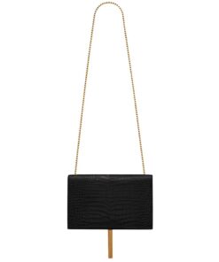 Alternative view of Saint Laurent Kate Medium Chain Bag With Tassel In Embossed Crocodile Black For Women 9.4in/24cm YSL 354119DND0J1000