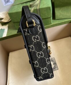 Gucci Horsebit 1955 Mini Bag Black And Ivory GG Denim Jacquard For Women 6.7in/17cm 625615 UN3BG 1274 - Image 5