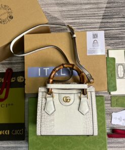 Gucci Diana Mini Tote Bag White For Women, Women’s Bags 7.9in/20cm GG