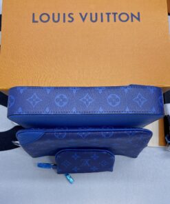 Louis Vuitton Trio Messenger Monogram Canvas And Taiga Cobalt Blue For Men, Men’s Bags, Shoulder And Crossbody Bags 9.8in/ 25cm LV M30848 - Image 9