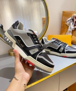 Louis Vuitton Trainer Sneaker Black/Grey Virgil Abloh For Men - Image 6