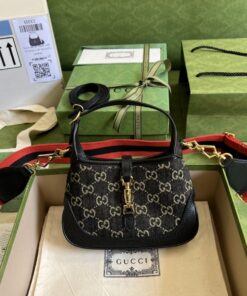 Gucci Jackie 1961 Mini Shoulder Bag Black And Ivory GG Denim Jacquard For Women 7.5in/19cm GG 685127 UN3AG 1294 - Image 10
