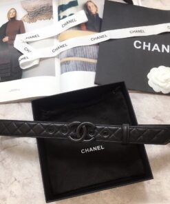 Chanel Quilted With Double C Buckle 30mm Belt Black Black Hardware For Women