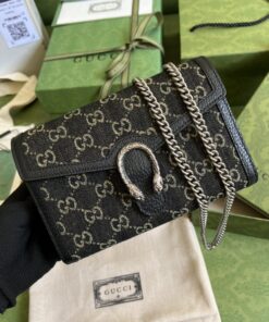 Alternative view of Gucci Dionysus GG Mini Chain Bag Black And Ivory GG Denim Jacquard For Women 8in/20cm 401231 UN3BN 1274