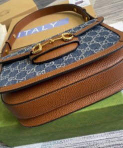 Gucci Horsebit 1955 Shoulder Bag Blue And Ivory For Women 9.8in/25cm - Image 8