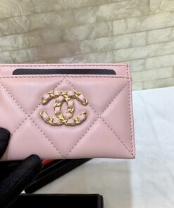 Alternative view of Chanel CO-CO 19 Card Holder Wallet 11cm/4.3in Gold Toned Hardware For Women Pink