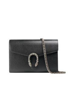 Gucci Dionysus Mini Chain Bag Black Metal-Free Tanned For Women 8in/20cm GG 401231 CAOGN 8176
