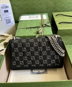 Gucci Dionysus Small GG Shoulder Bag Black And Ivory GG Denim Jacquard For Women 10in/25cm 499623 UN3BN 1274 - Image 9