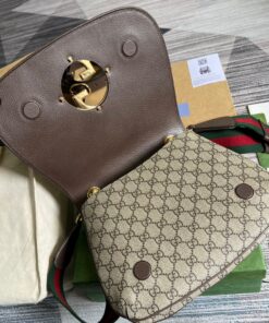 Gucci Blondie Medium Shoulder Bag 11.4in/ 29cm Beige/ Ebony GG Supreme Canvas Gold Hardware For Women 699210 96IWG 8745 - Image 4