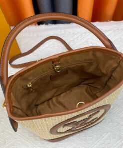 Louis Vuitton Petit Bucket Raffia Caramel Brown For Women, Shoulder And Crossbody Bags 9.4in/24cm LV M59962 - Image 4